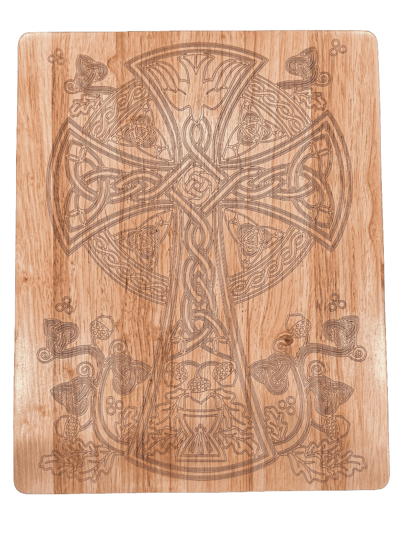 Celtic Cross Cutting Board, engraved hardwood