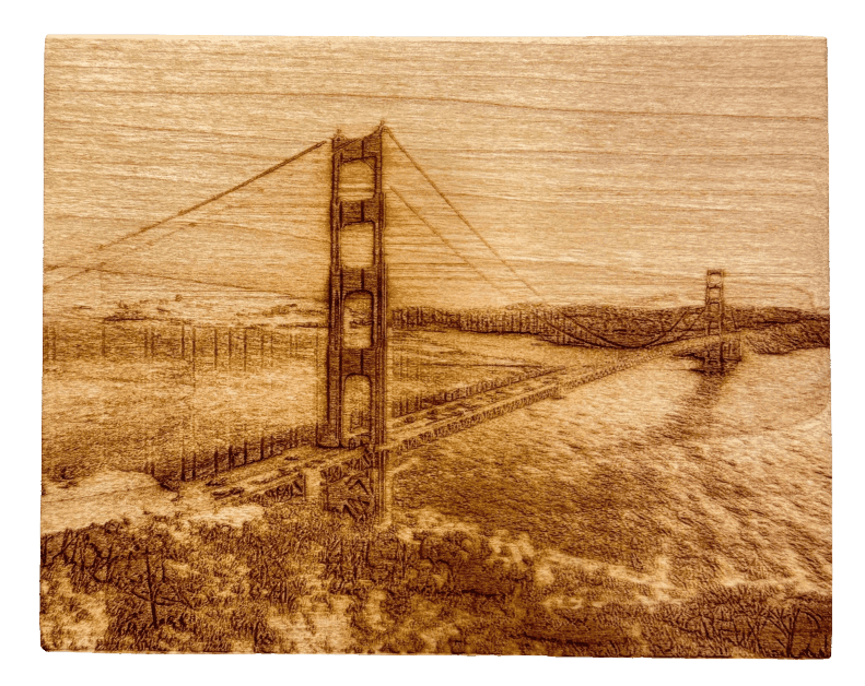 Golden Gate Bridge Plaque, engraved poplar