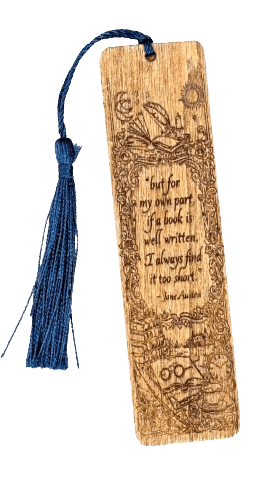 Jane Austen Quote Bookmark, engraved poplar
