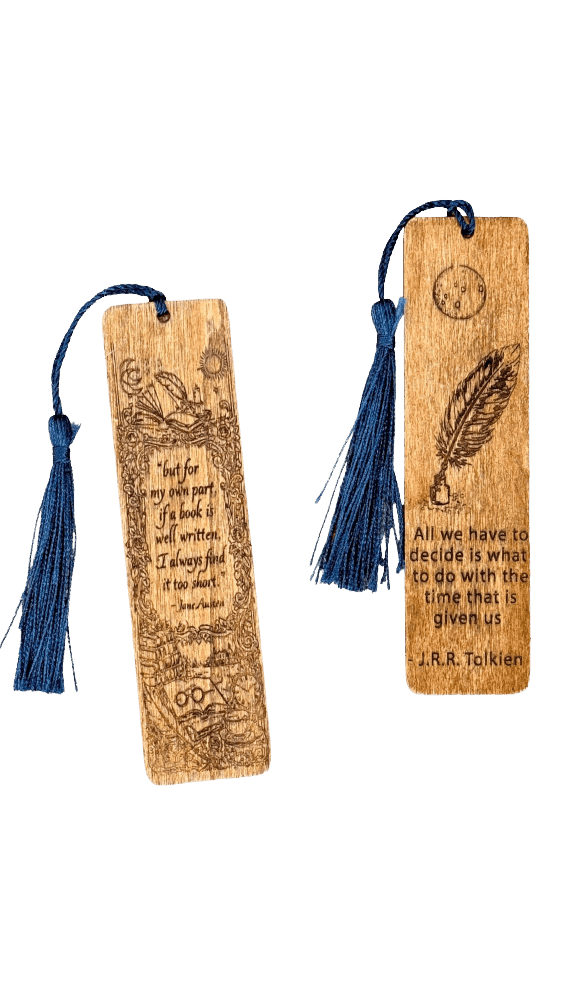 Literary Quote Bookmark Pack, engraved poplar